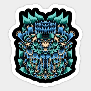 Artwork Illustration Young Man With His Mecha Partner Sticker